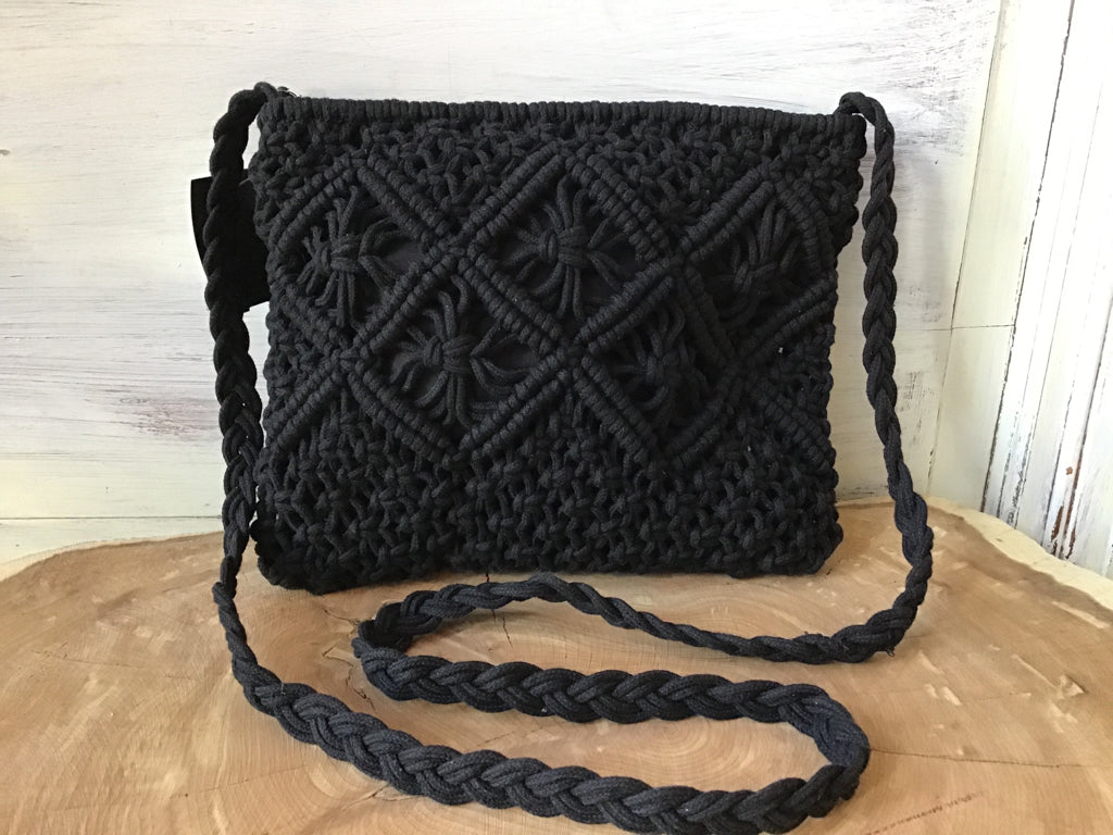 Black Crocheted Crossbody Purse