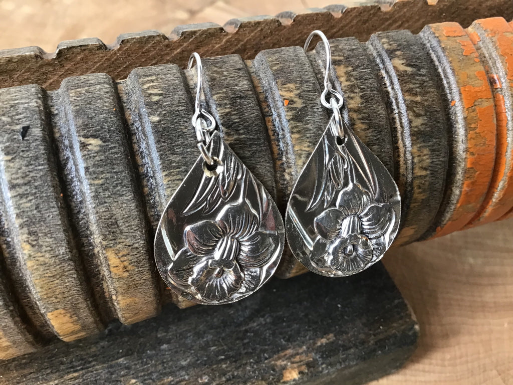Handmade Stainless Steel Daffodil Silverware Earrings