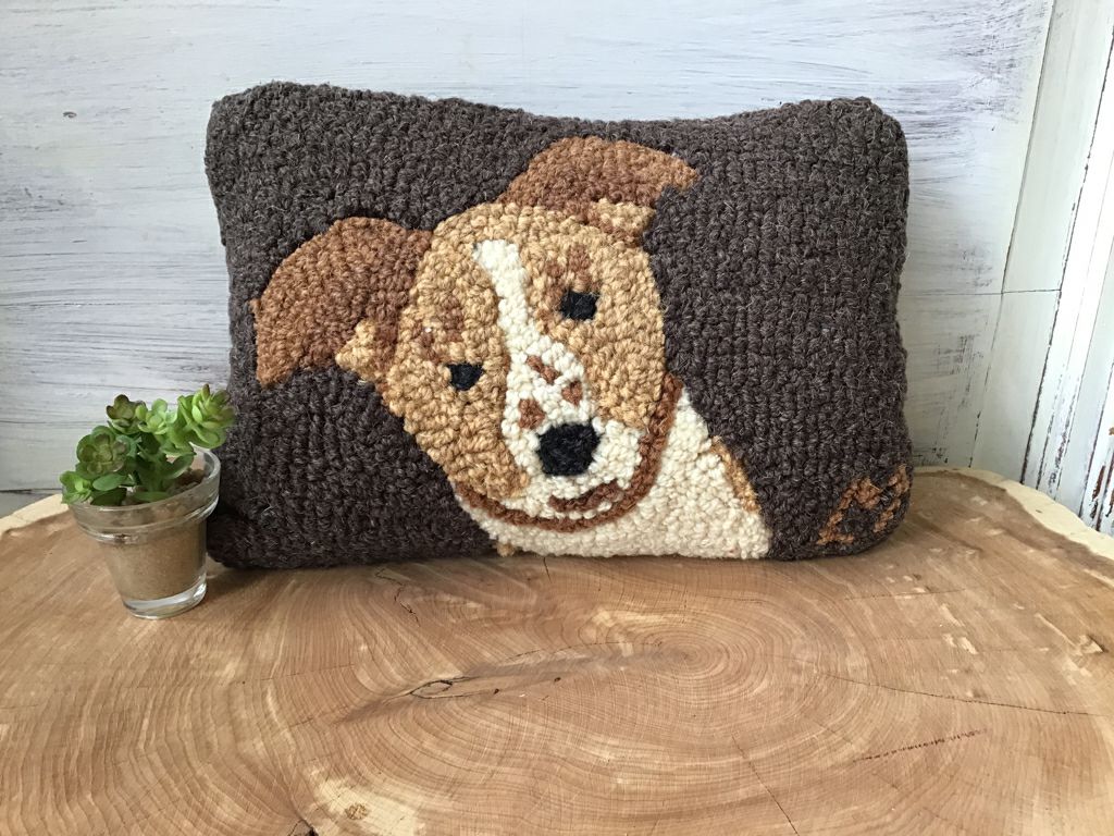 Hand Hooked Wool Jack Russel Terrier Pillow