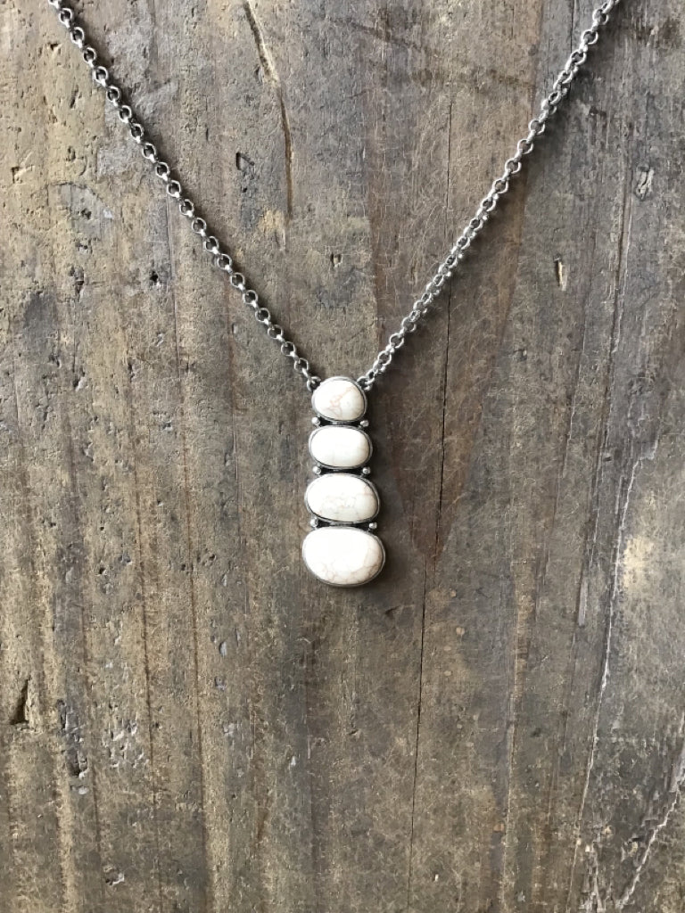White Stone Drop Necklace