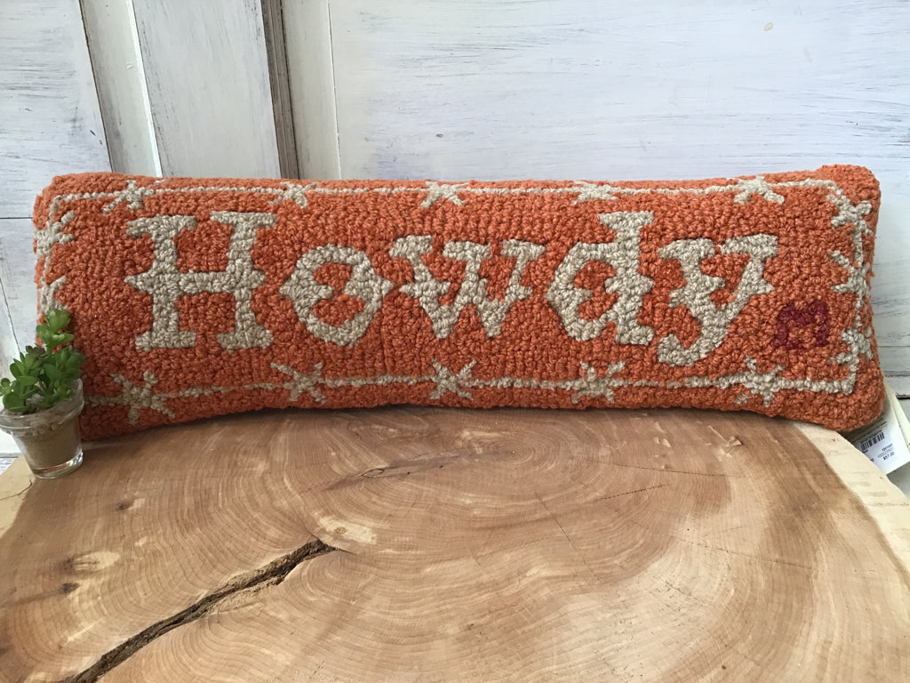 Hand Hooked Wool Star Howdy Bolstar Pillow