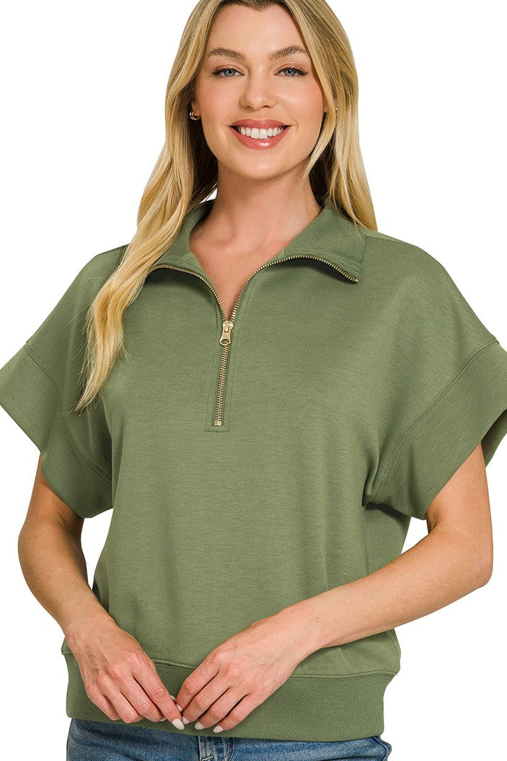 Olive 1/4 Zip T Shirt – Seven Songbirds Boutique
