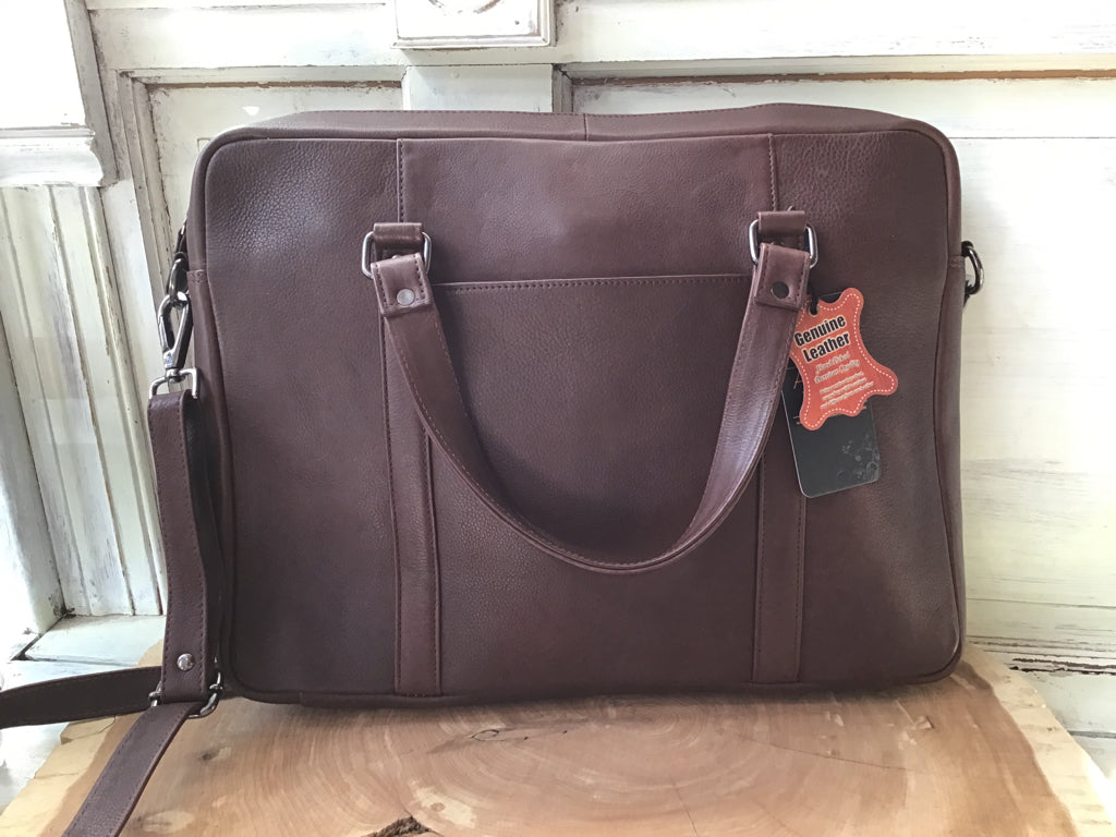American Darling Chocolate Leather Briefcase Tote
