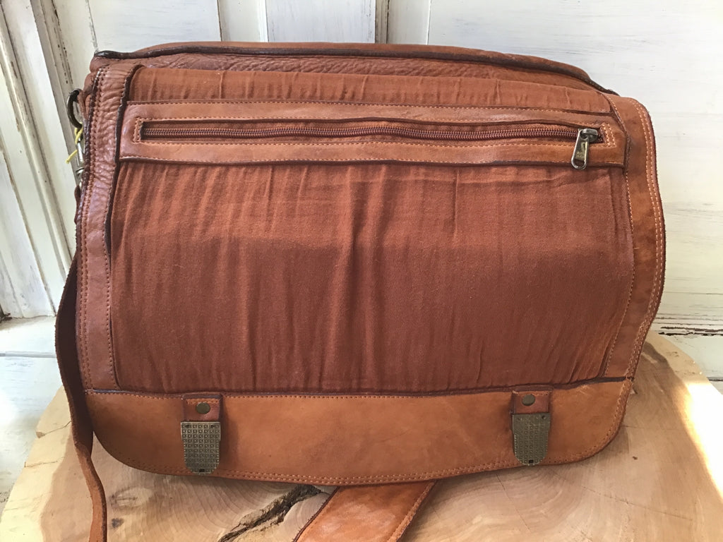 Spaghetti Western Leather Flap Top Briefcase Tote