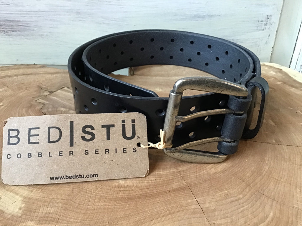 Bed|Stu McCoy Black Rustic Leather Belt