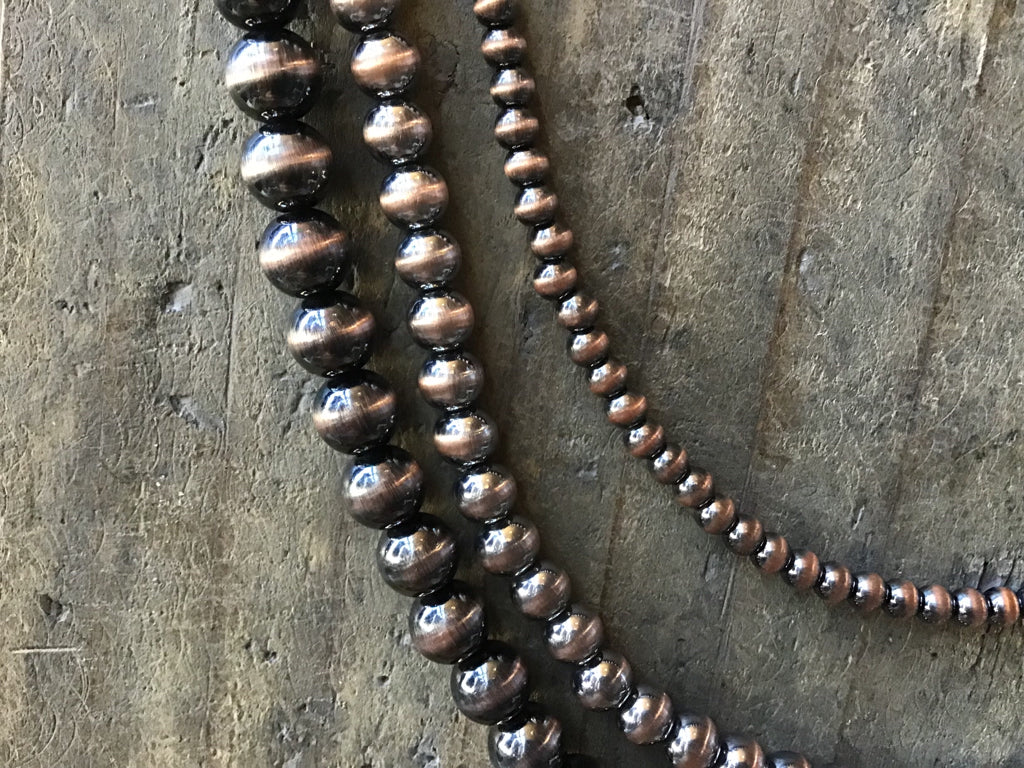 Copper Navajo Style Pearl 3 Layered Necklace