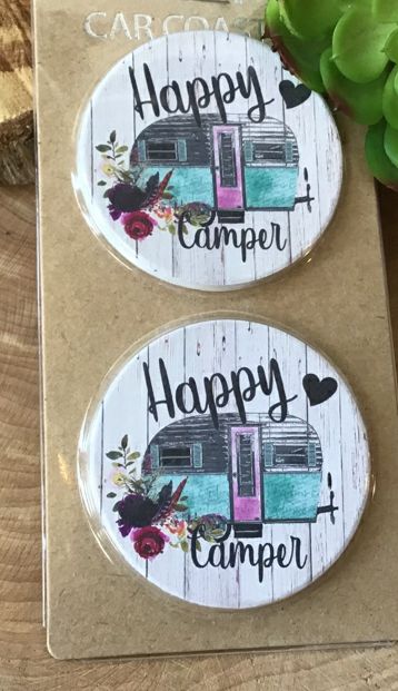 Happy Camper Car Coasters