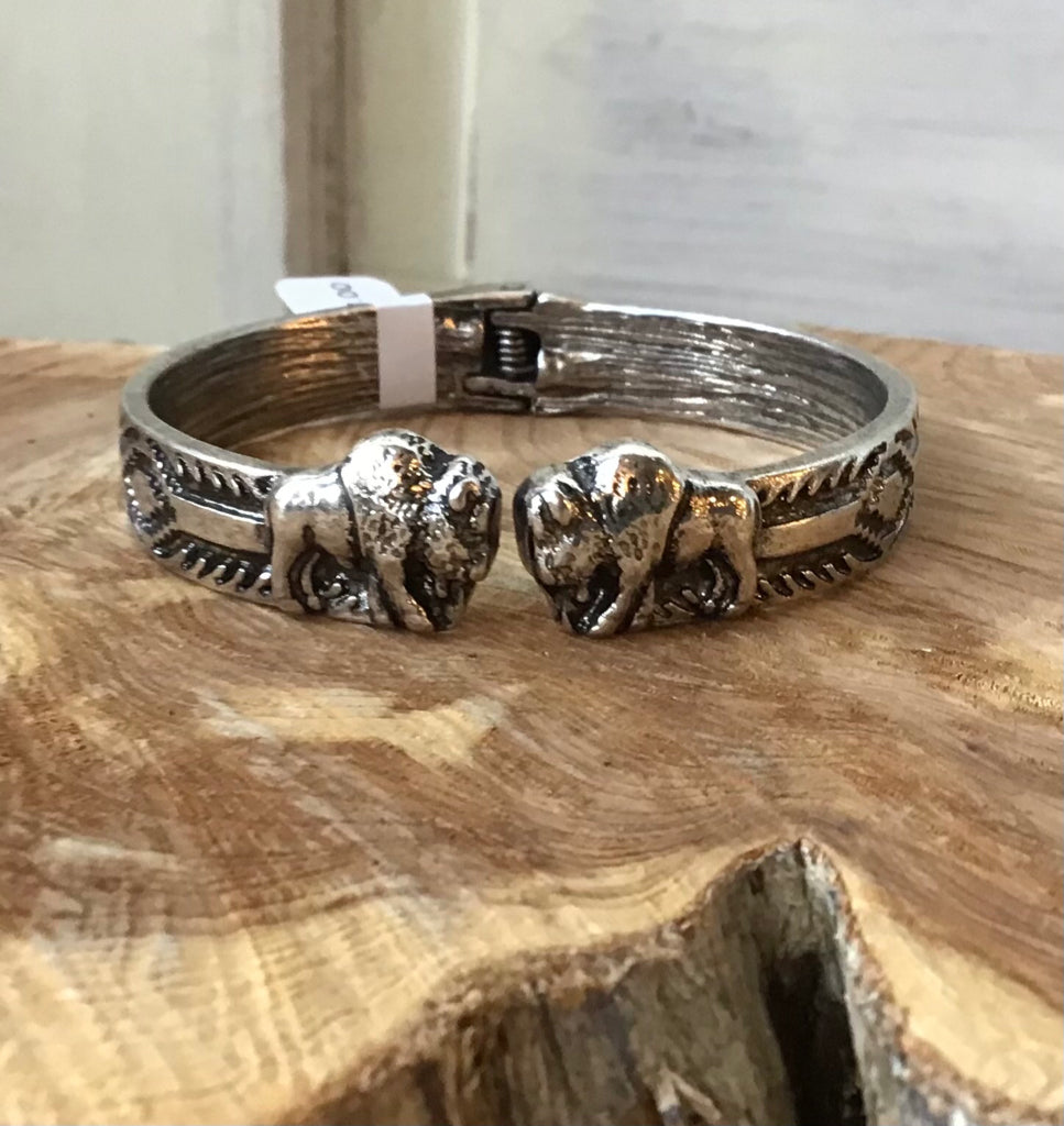 Etched Buffalo Hinged Bracelet