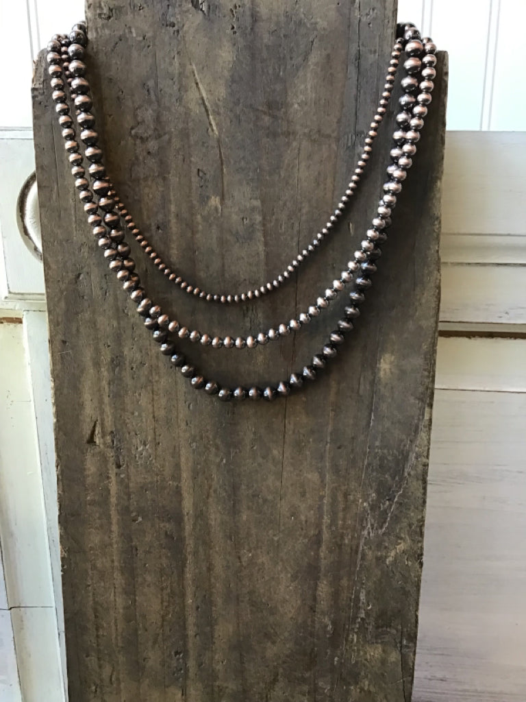Copper Navajo Style Pearl 3 Layered Necklace