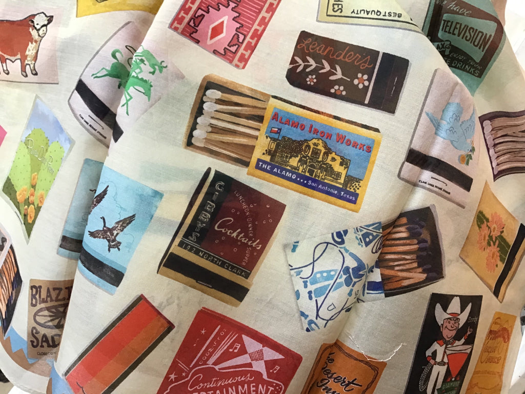 Vintage Matchbooks Silk Blend Shorty Wild Rag - XOXO Artwear