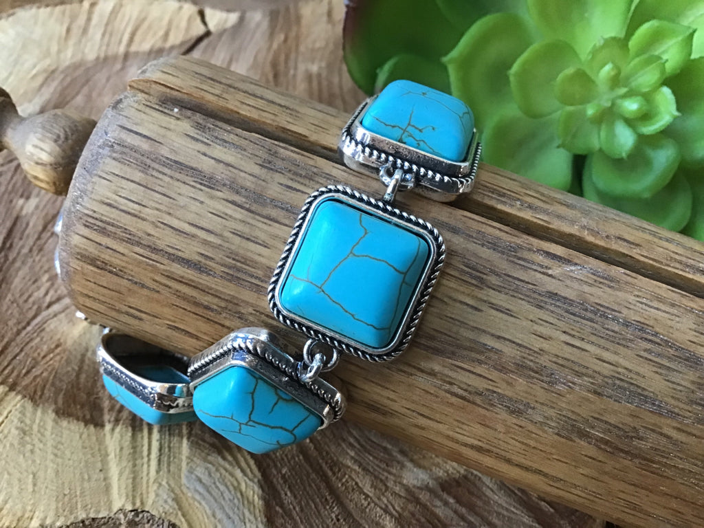 Square Turquoise Magnetic Bracelet