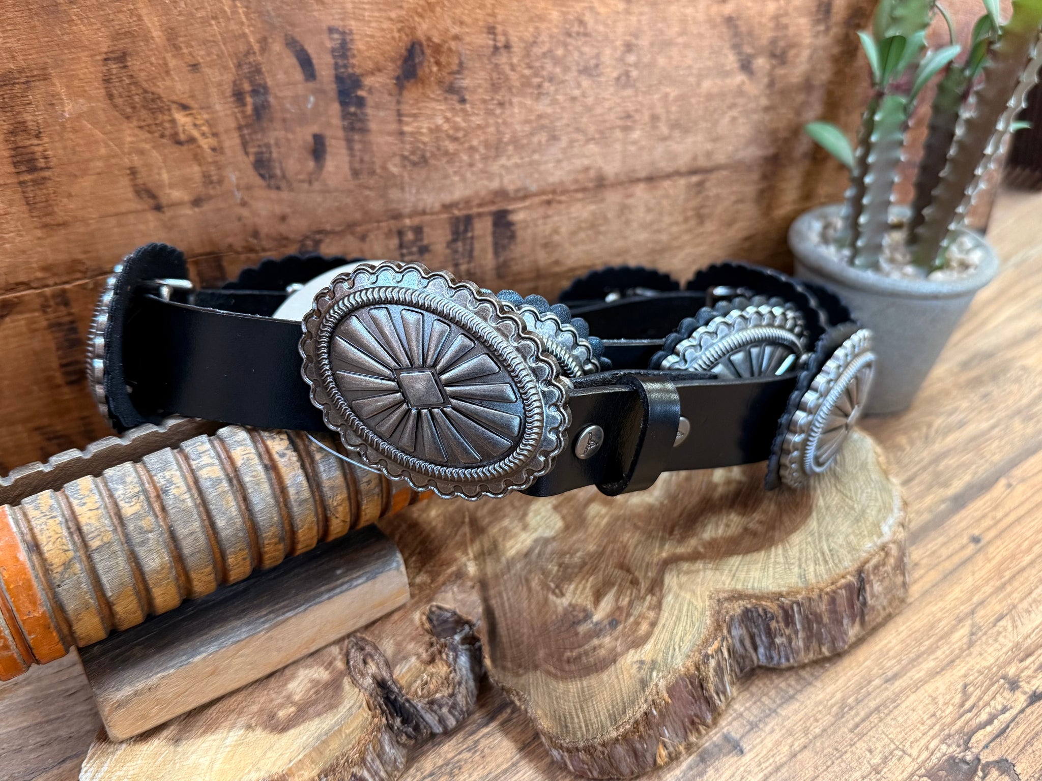 Black Concho Belt - S to XL – Seven Songbirds Boutique