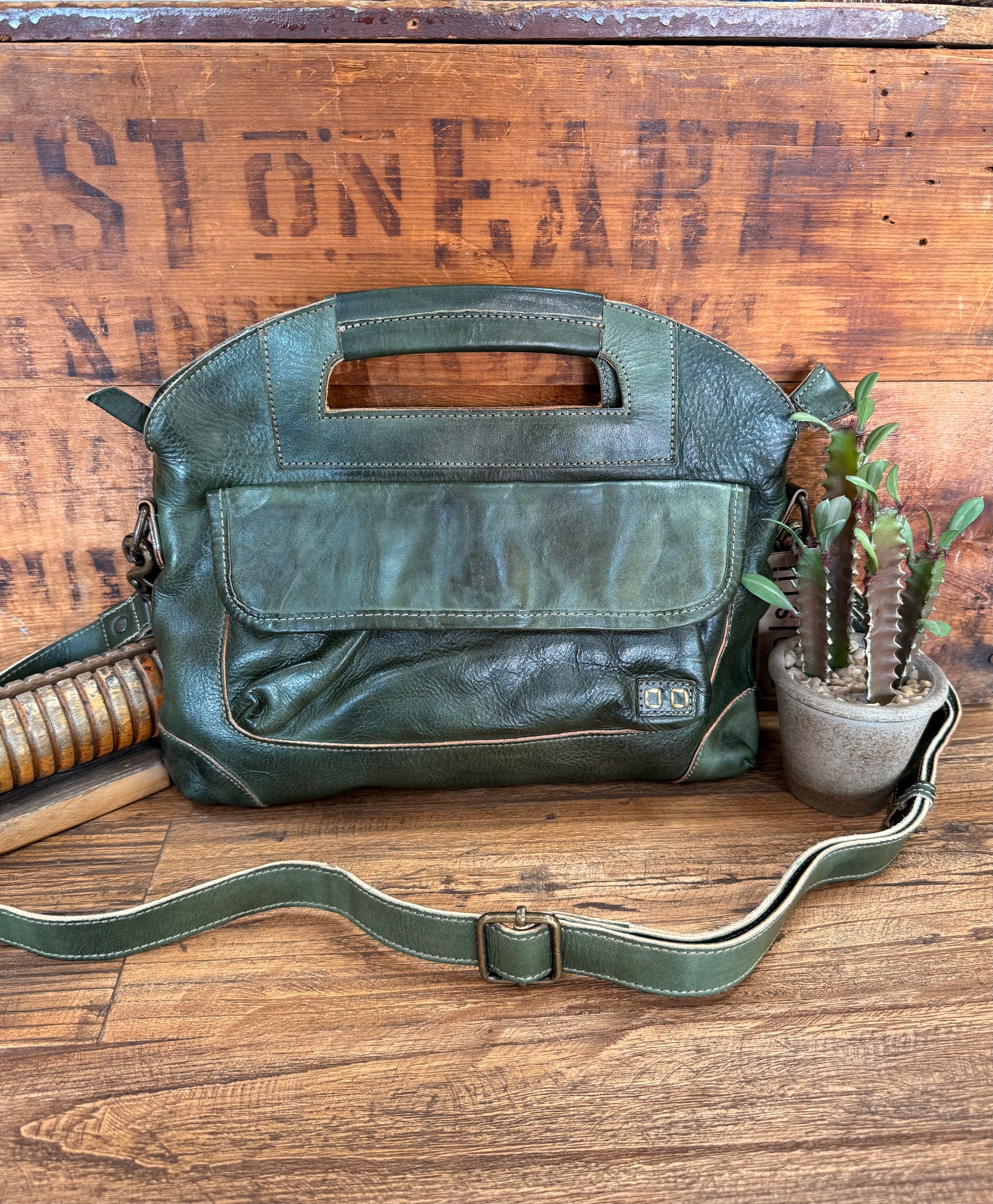 Greenway Forest Green Rustic X Crossbody Purse - Bed Stu – Seven