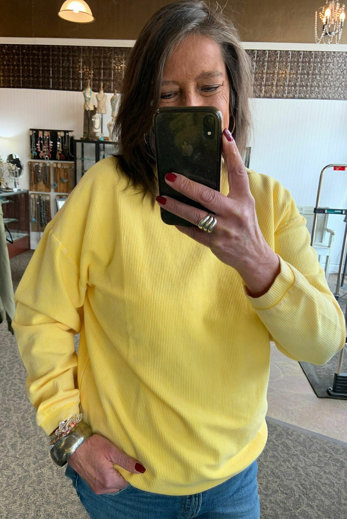 Vintage Yellow Corded Cotton Sweatshirt