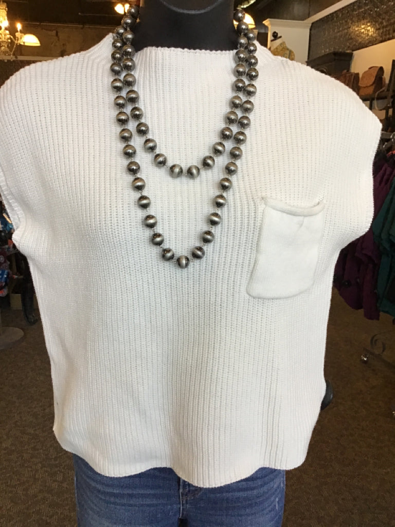 Ivory Ribbed Tank Sweater - SML
