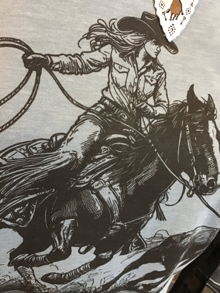 Cowgirl Calf Roper Graphic T Shirt - S to 2X