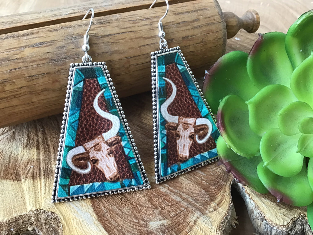Steerhead Leather Fishhook Earrings