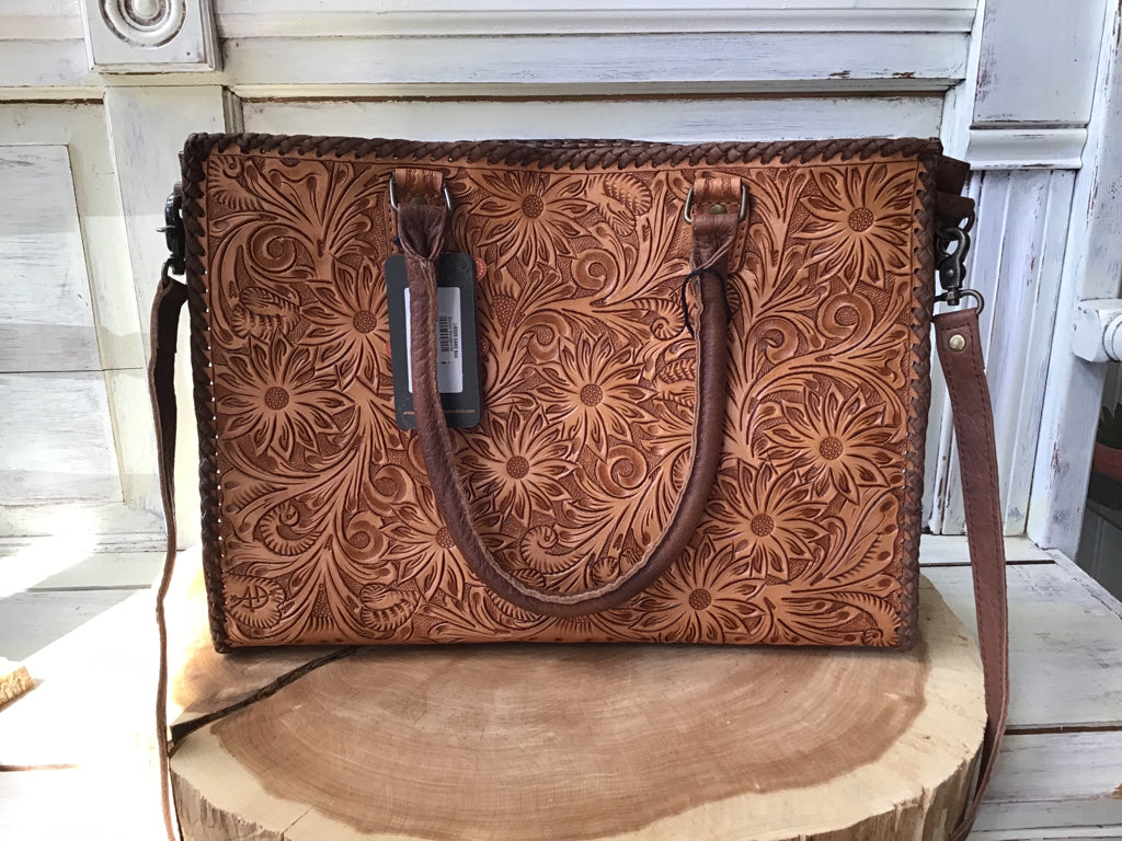 American Darling Hand Tooled Briefcase Tote