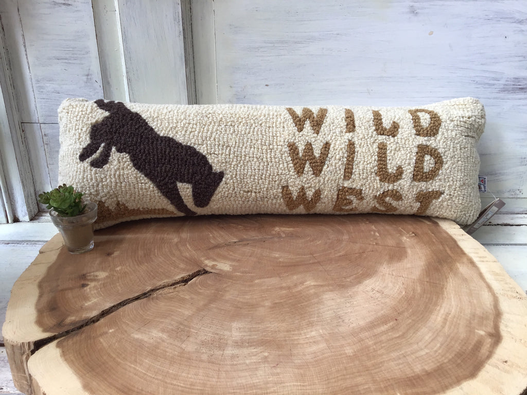 Hand Hooked Wild Wild West Bronc Pillow