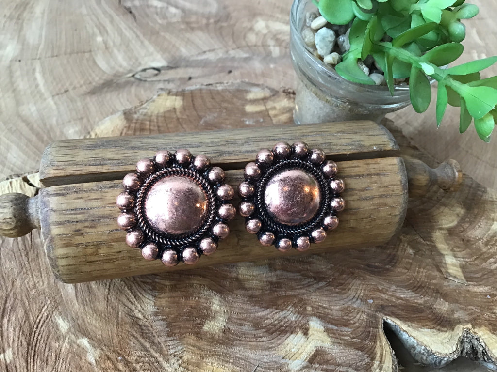 Copper Concho Stud Earrings