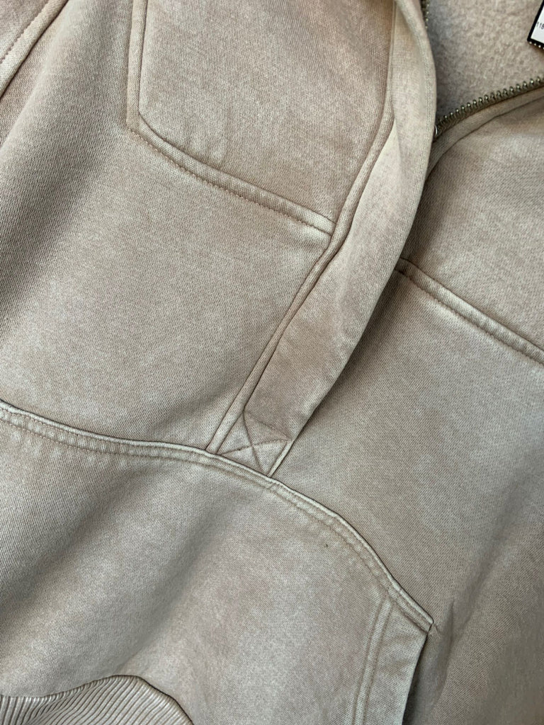 Tan Mineral Washed Oversized Hoodie Sweatshirt - SML
