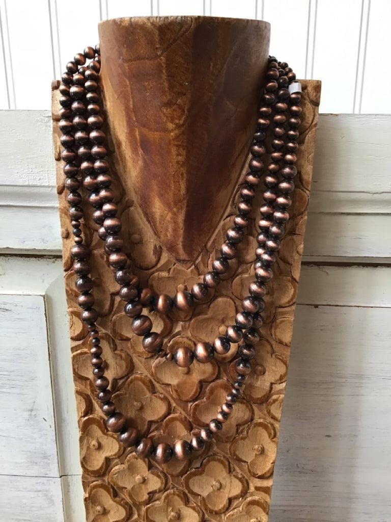 Copper Triple Strand Navajo Style Pearl Necklace Set