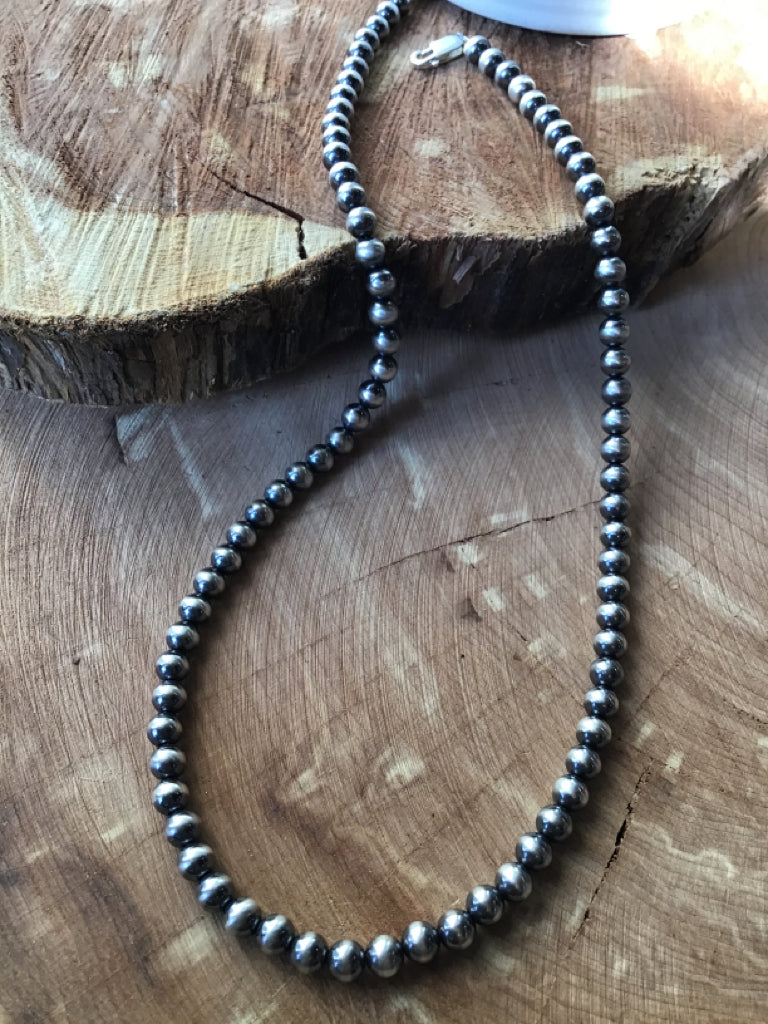 Handmade 5 MM Sterling Silver Navajo Pearl 16" Necklace