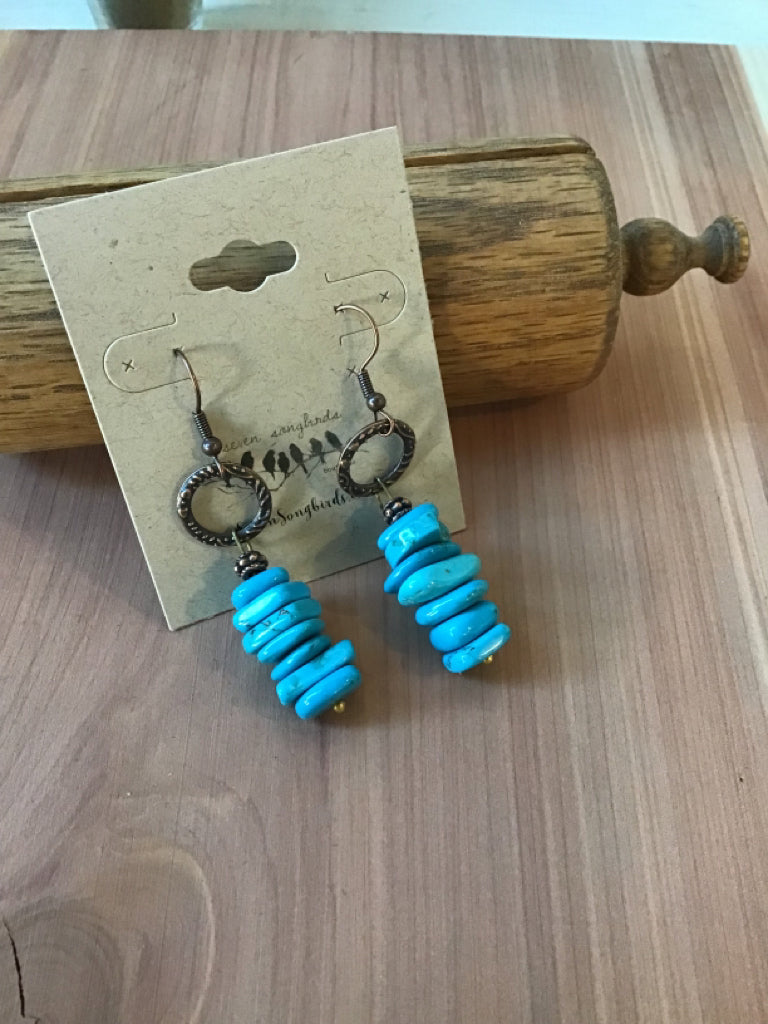 Handmade Authentic Turquoise & Navajo Pearl Teardrop Earrings