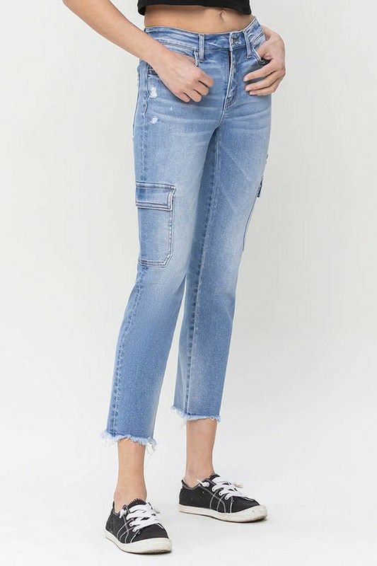 Flying Monkey Straight Cropped Cargo Jeans