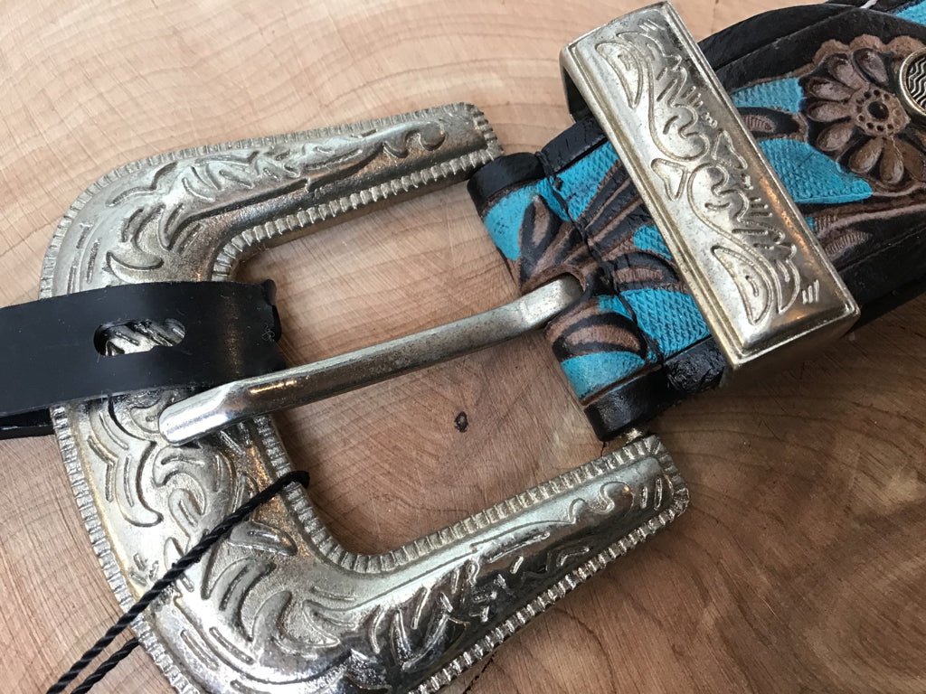 Turquoise Hand Tooled Belt