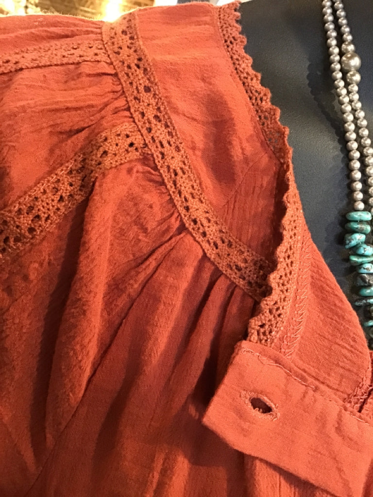 Brick Cotton Detailed Button Down Shirt - SML