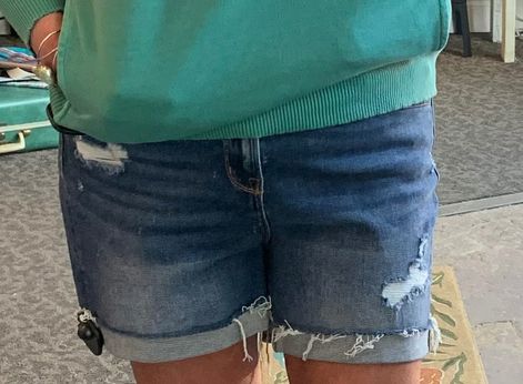 Zenana Cuffed Distressed Denim Shorts - Small to 3X