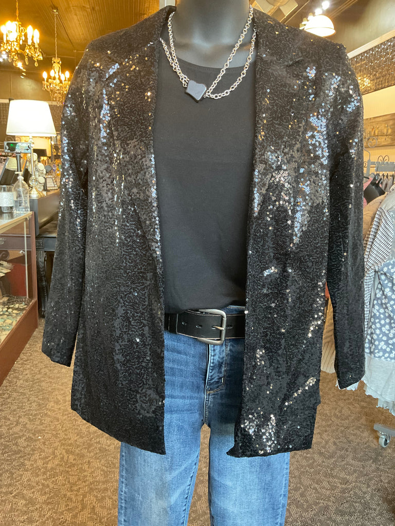 Black Sequined Blazer - Small to 3X