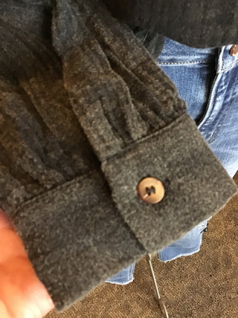 Black Cotton Mineral Wash Ruffled Sleeve Long Sleeve Top
