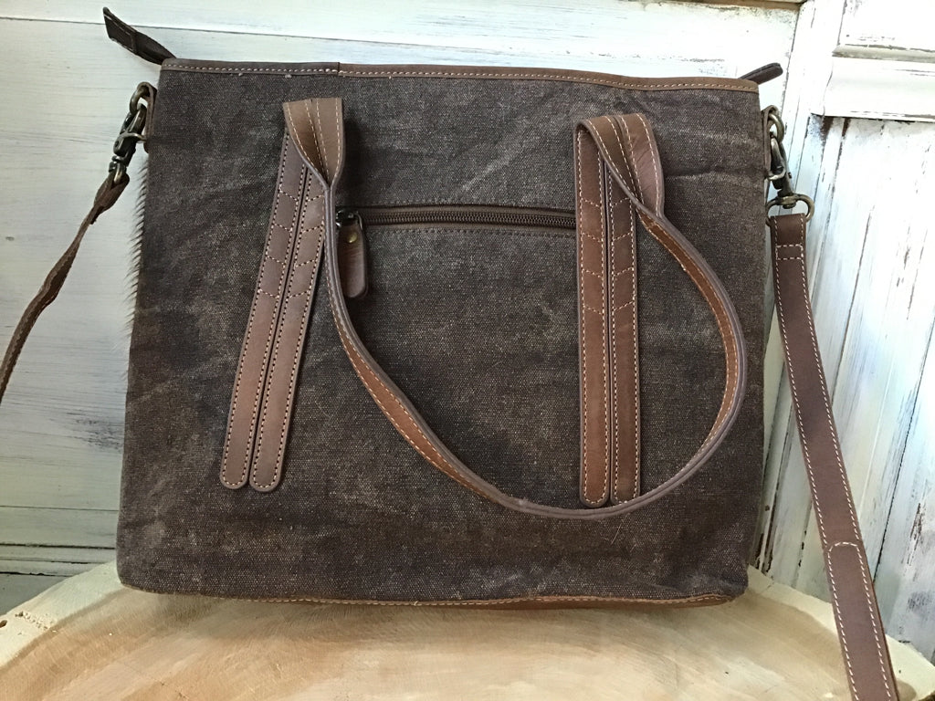 Brown & White Hair on Crossbody Tote