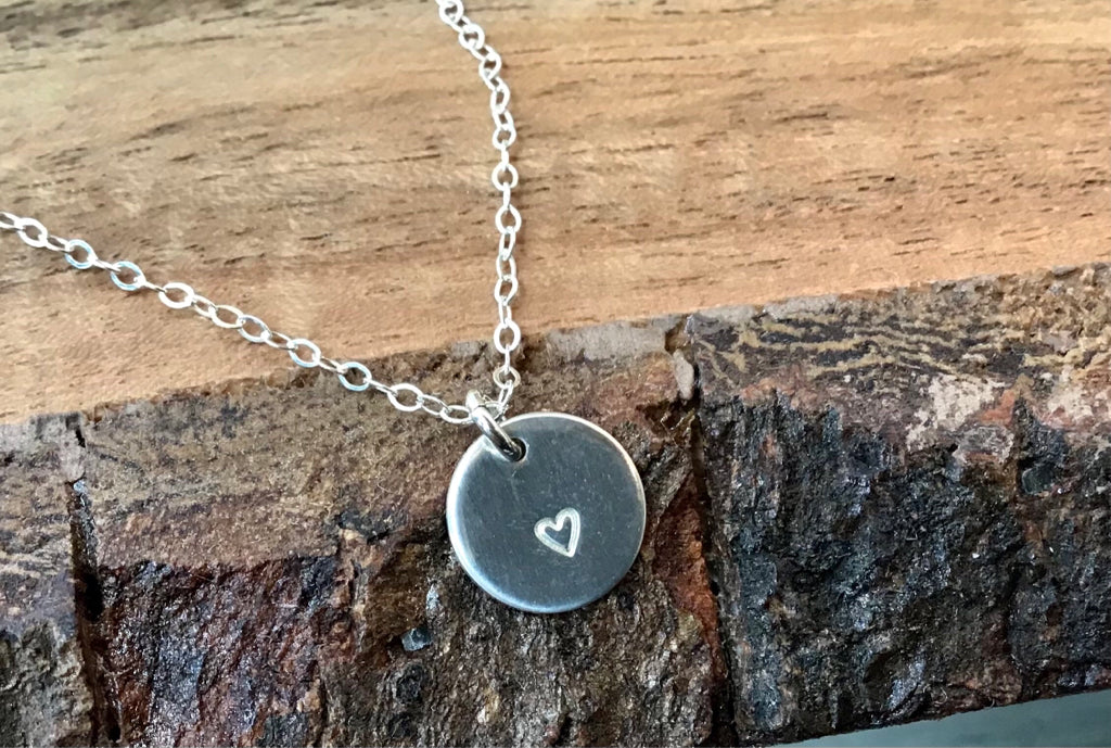 Handmade Sterling Heart Disc Necklace