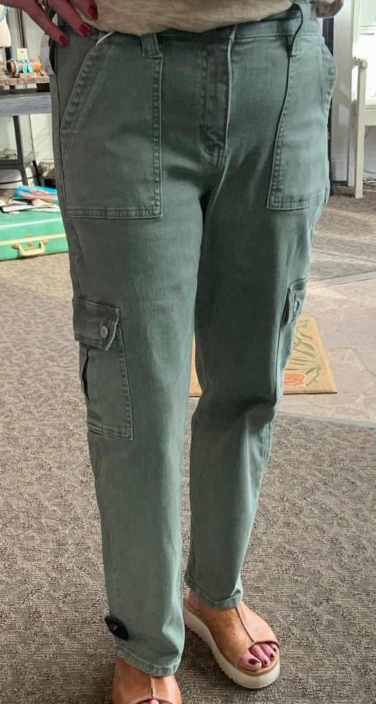 Vervet Olive Cargo Pocket Straight Leg Jeans - 26 to 24W