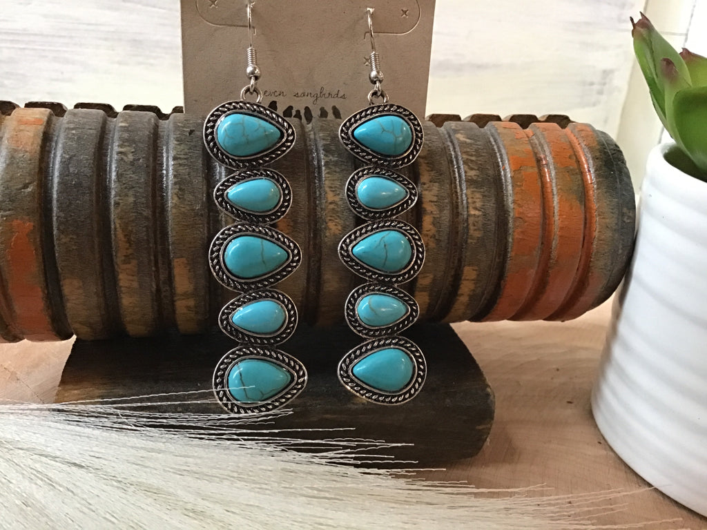Turquoise Stone Drop Earrings