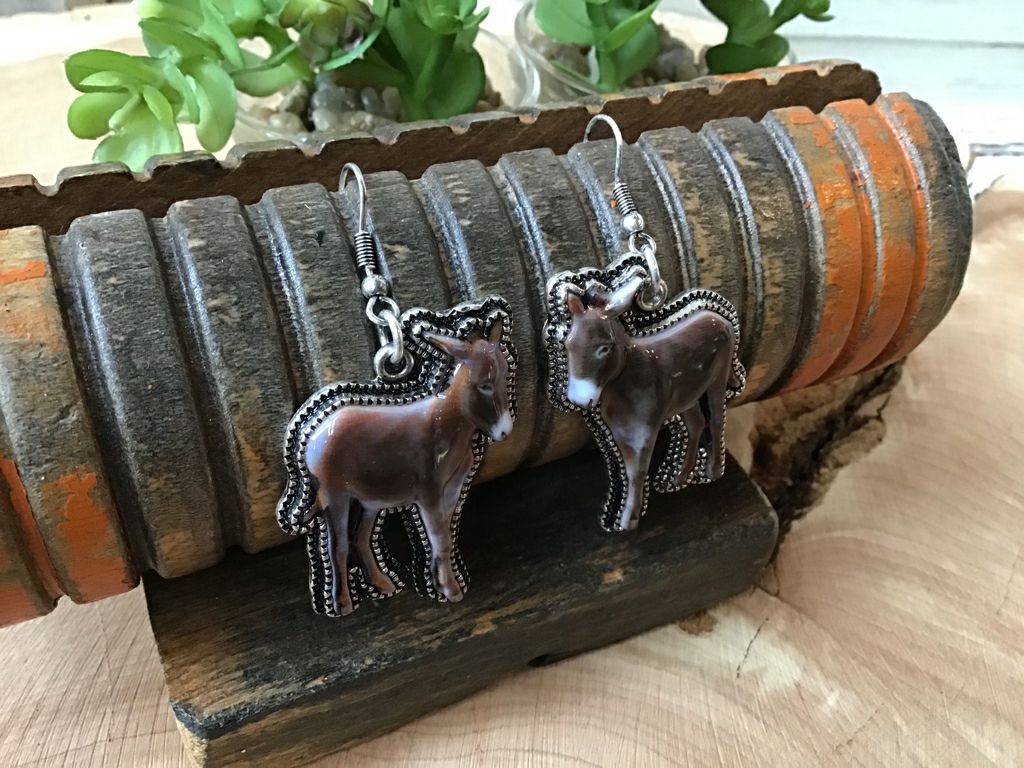 Enamel Donkey Earrings