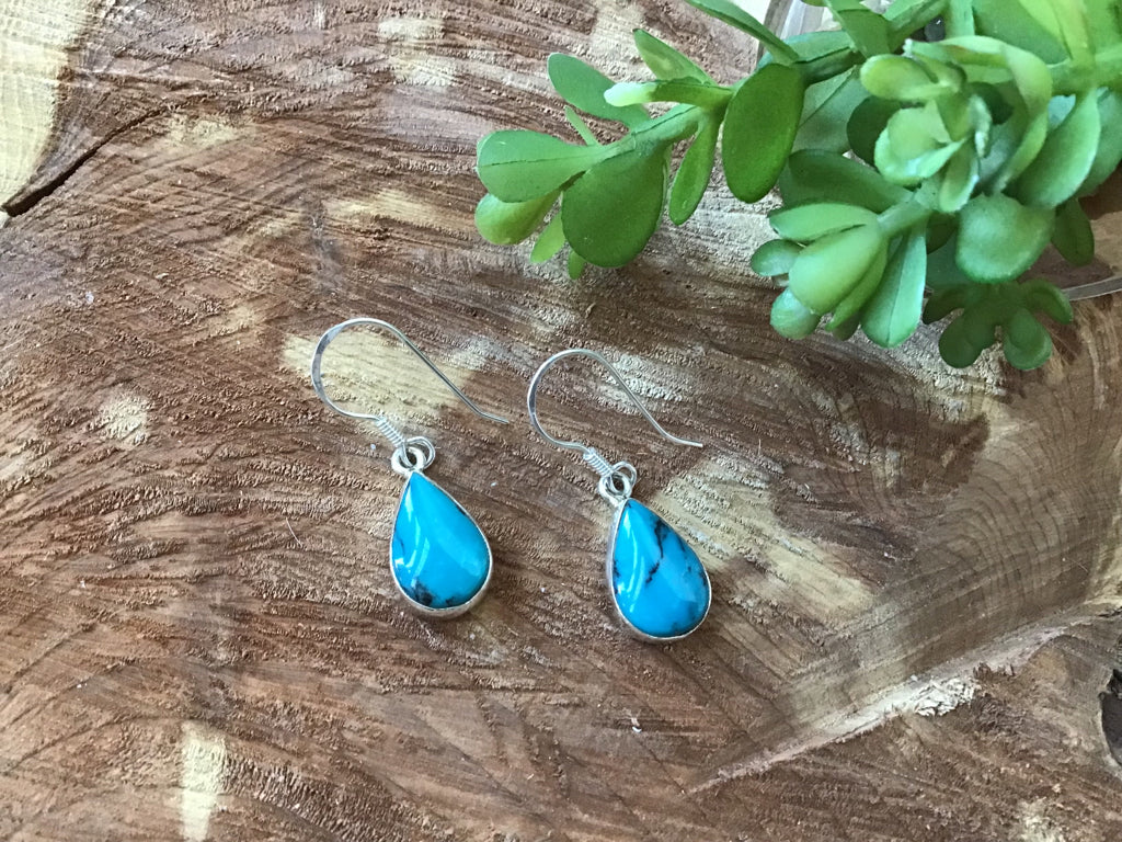 Handmade Sterling & Turquoise Tear Drop Earrings