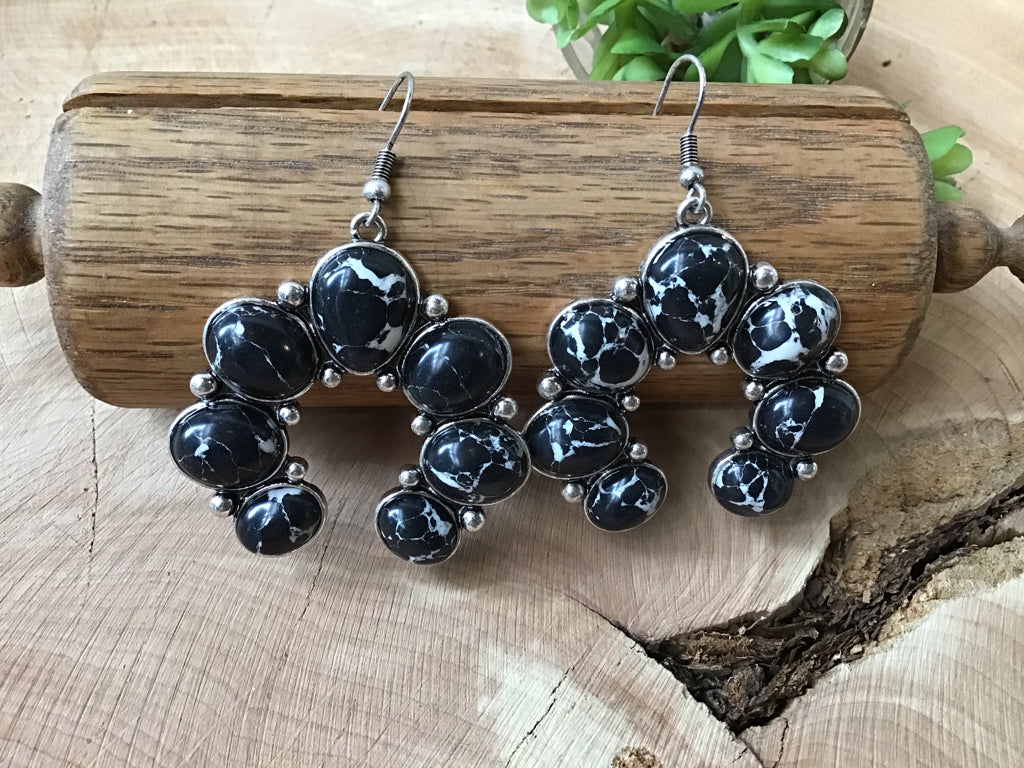 Black Squash Blossom Earrings