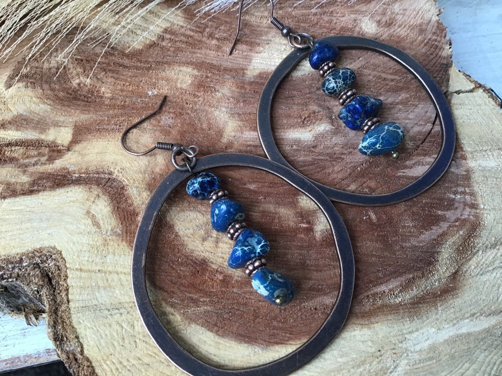 Handmade Blue Lapis & Copper Earrings