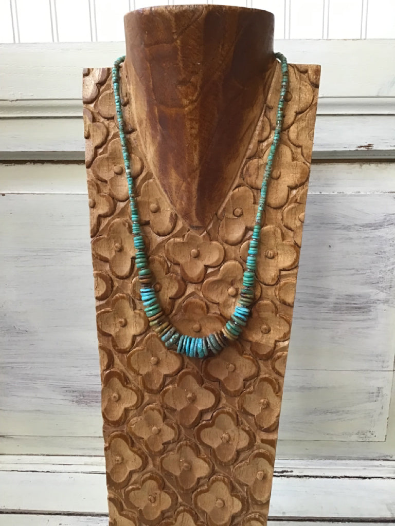 Handmade Authentic Graduated Turquoise 22" Necklace