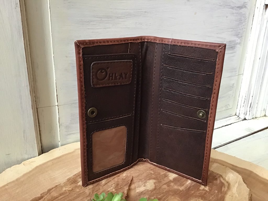 Hand Tooled Leather Checkbook Wallet