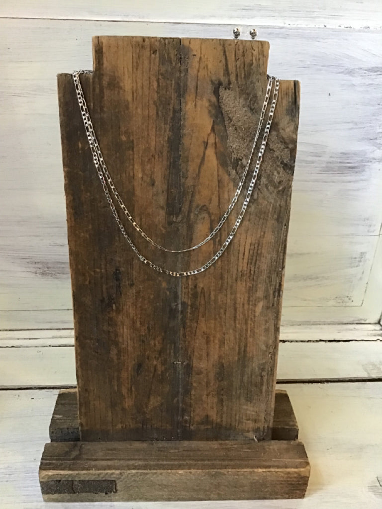 Silver 16- 18" Double Layer Chain Necklace