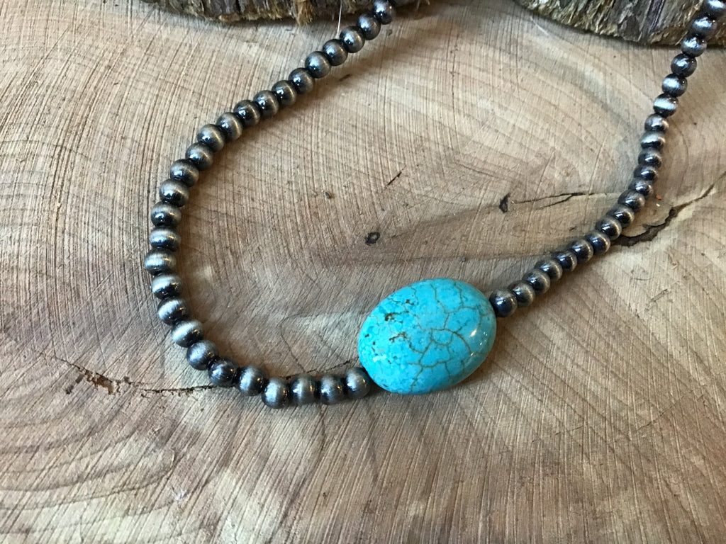 Navajo Style Pearl w/ Turquoise Choker