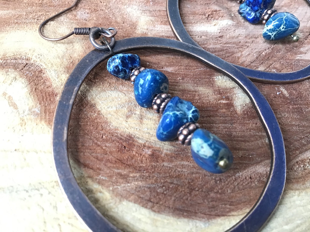 Handmade Blue Lapis & Copper Earrings