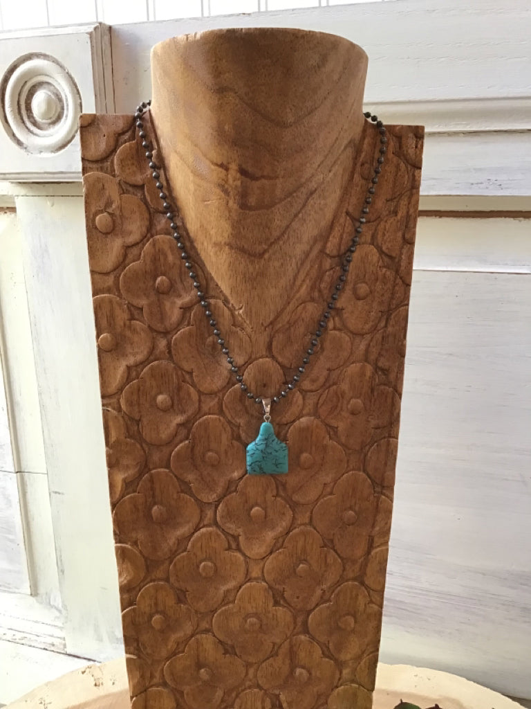 Turquoise Stone Ear Tag Necklace