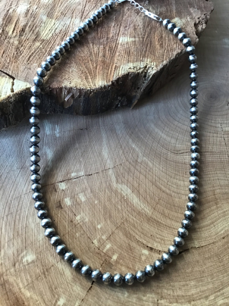 Handmade 5 MM Sterling Silver Navajo Pearl 15" Necklace