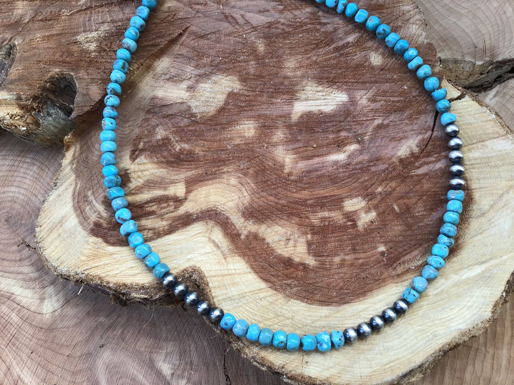 Handmade Turquoise Sterling Navajo Pearl Choker Necklace